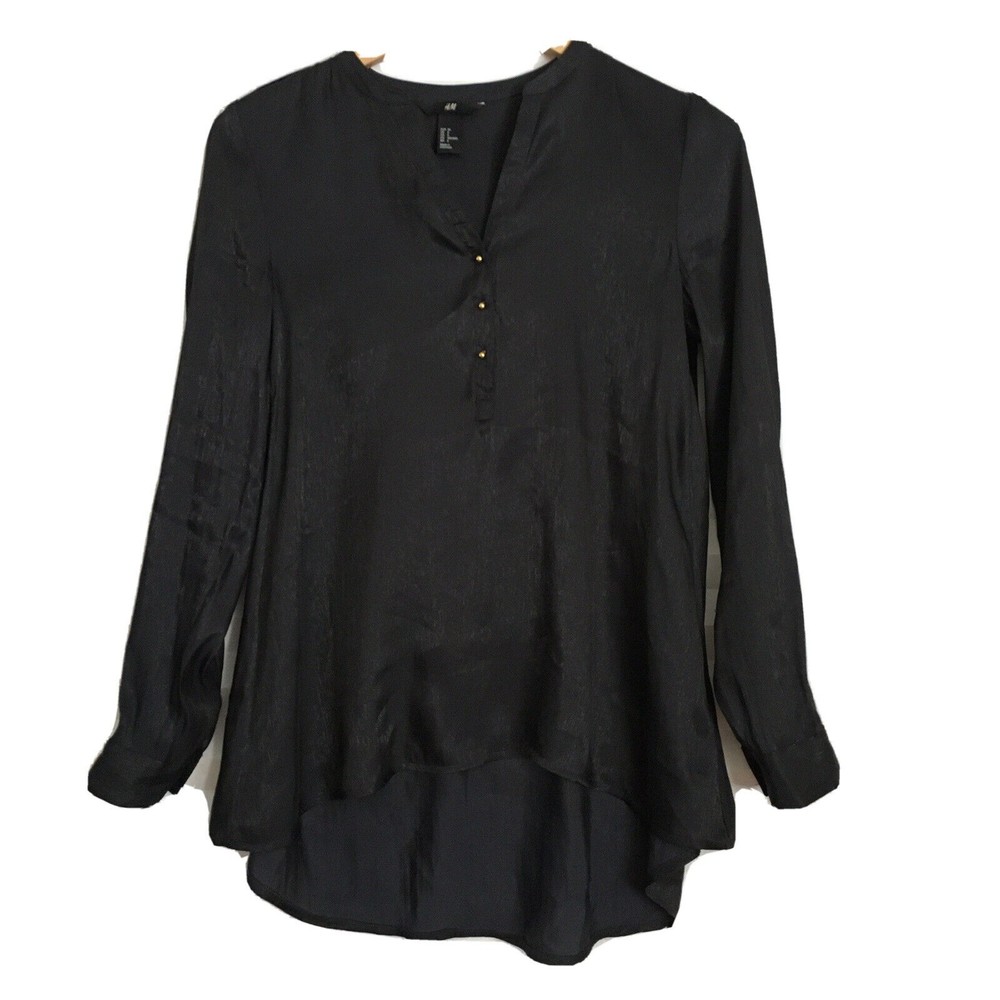H&M Womens Blouse Top Size‎ 6 Long Sleeve Hi Lo Shimmer Lightweight